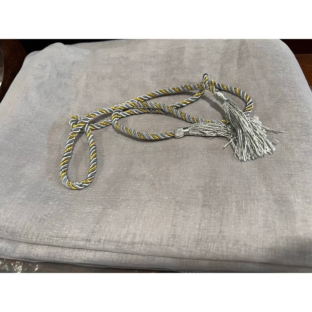 Semi Sheer Grey Lightweight Window Panel 52 x 204  & Tieback Rod Pocket New
